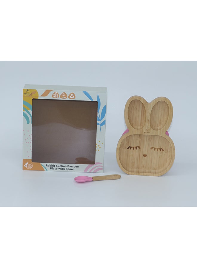 Mori Mori Rabbit Plate With Spoon And Silicone Suction -Pink - Image 5