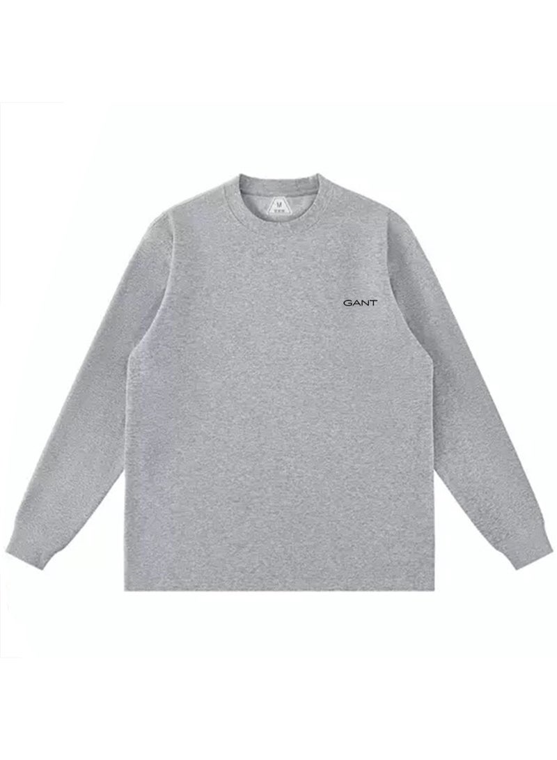 GANT Men Crew Neck Long Sleeve Minimalist Casual Sweatshirt Heather Grey - Image 3