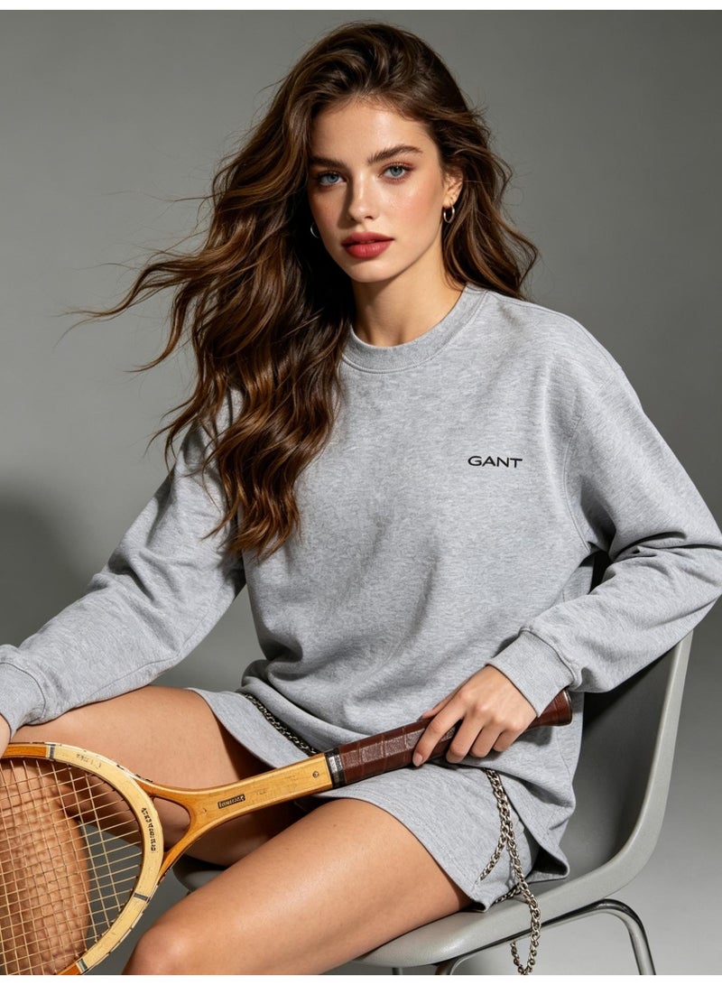 GANT Men Crew Neck Long Sleeve Minimalist Casual Sweatshirt Heather Grey - Image 5