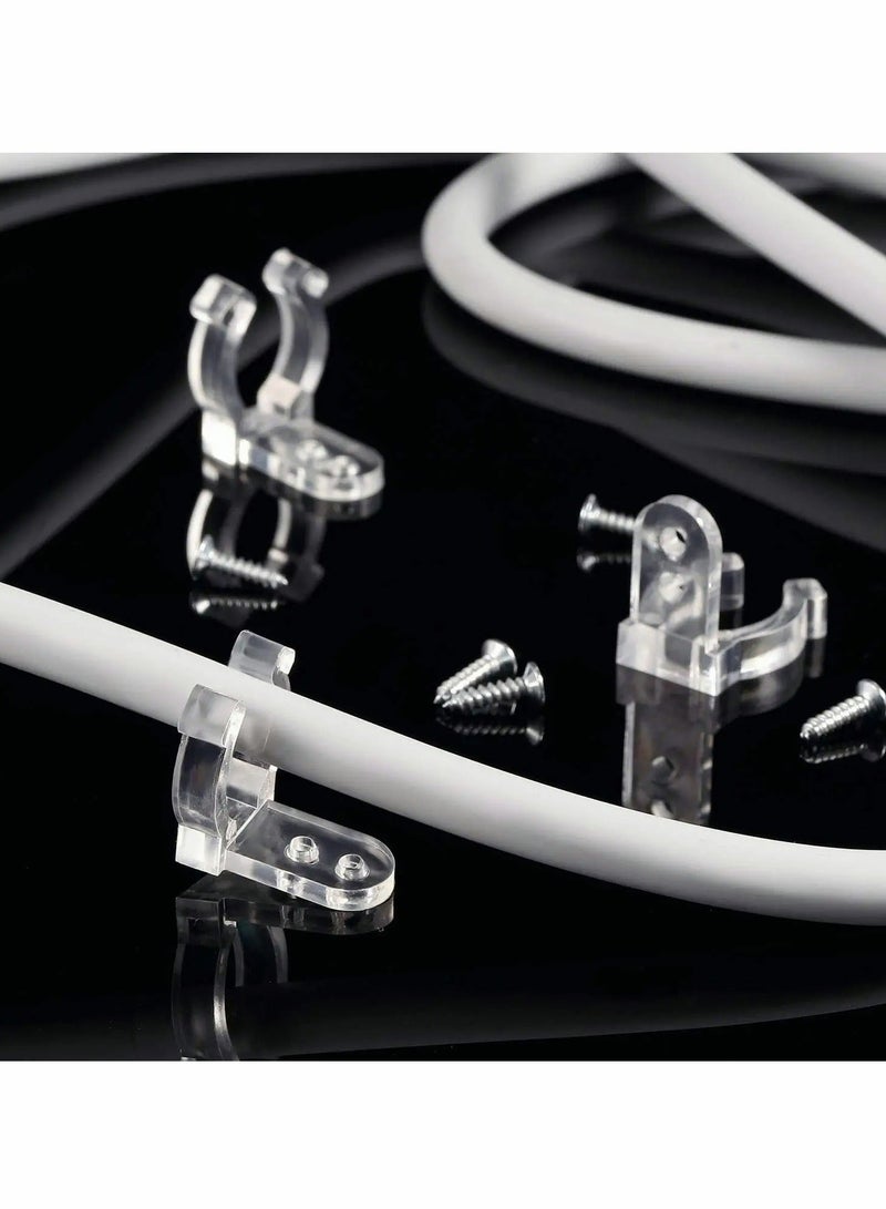 150 قطعة مشابك ضوء LED بحبل 1/2 بوصة مع 300 برغي حامل من PVC شفاف لتعليق الأضواء الخارجية على الجدران، حفلات عائلية، حفلات زفاف - Image 3