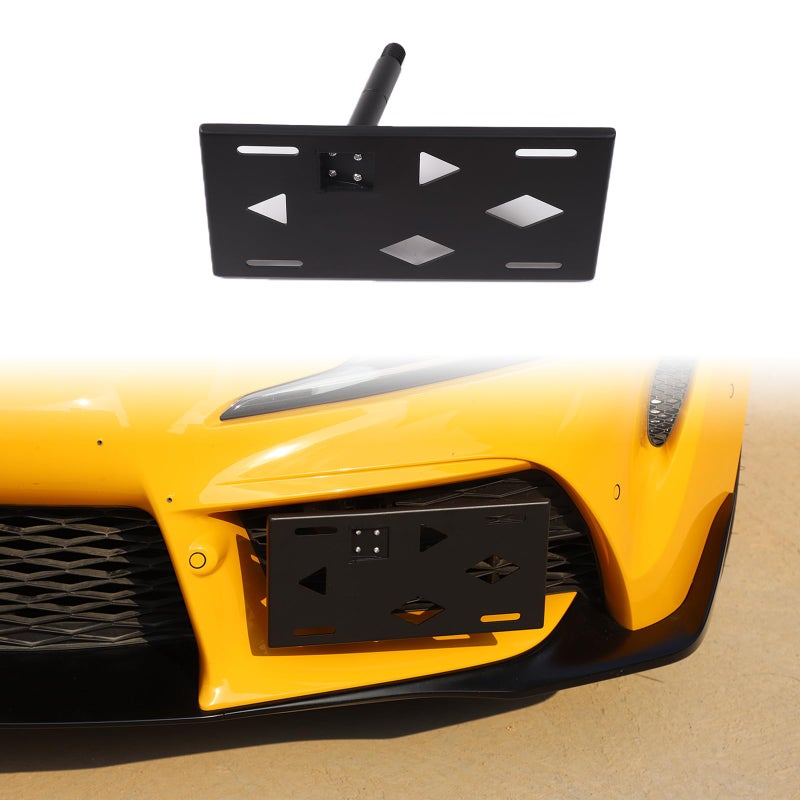 Front Bumper License Plate Bracket Compatible with Toyota Supra GR 20202023 Tag Frame Front Bumper Mount Adapter Mounting Kit Front Tow Hook License Mount Bracket Accessories