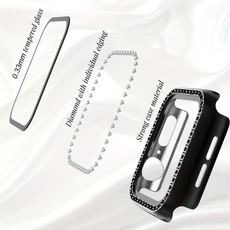 3 Pack 42mm Sparkling Crystal Diamond Rhinestone Ultra Thin Cushion Full Cover Case With Screen Cover For Apple Watch Series 10 11 Black Silver Transparent Ideal Gift For Women Girls - Image 2