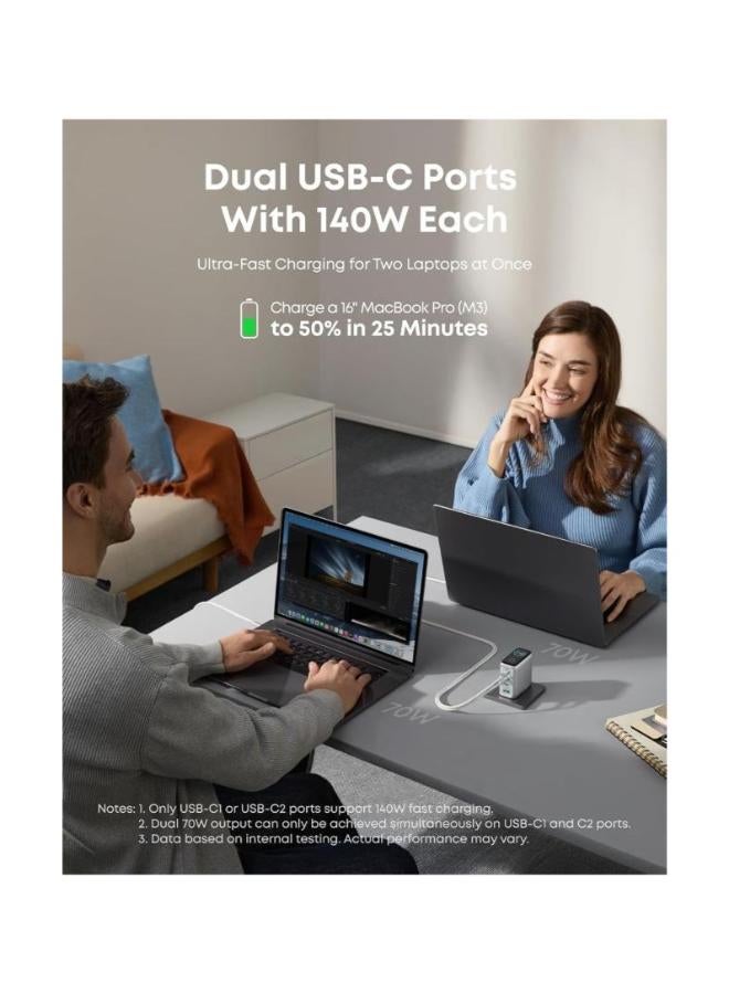 140W USB C Charger, Laptop Charger, 4-Port Multi-Device Fast Charging, Advanced GaN Power Adapter, Intuitive Touch Controls, Compatible with MacBook, iPhone 16 Series, Samsung, Pixel, and More - Image 3