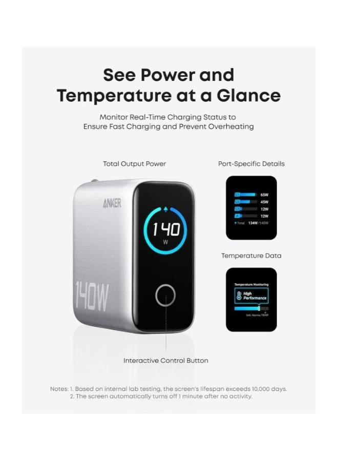 140W USB C Charger, Laptop Charger, 4-Port Multi-Device Fast Charging, Advanced GaN Power Adapter, Intuitive Touch Controls, Compatible with MacBook, iPhone 16 Series, Samsung, Pixel, and More - Image 4