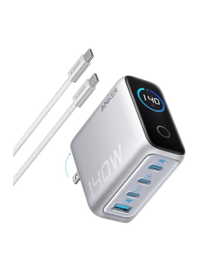 140W USB C Charger, Laptop Charger, 4-Port Multi-Device Fast Charging, Advanced GaN Power Adapter, Intuitive Touch Controls, Compatible with MacBook, iPhone 16 Series, Samsung, Pixel, and More