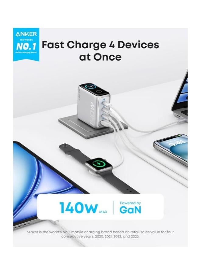 140W USB C Charger, Laptop Charger, 4-Port Multi-Device Fast Charging, Advanced GaN Power Adapter, Intuitive Touch Controls, Compatible with MacBook, iPhone 16 Series, Samsung, Pixel, and More - Image 2