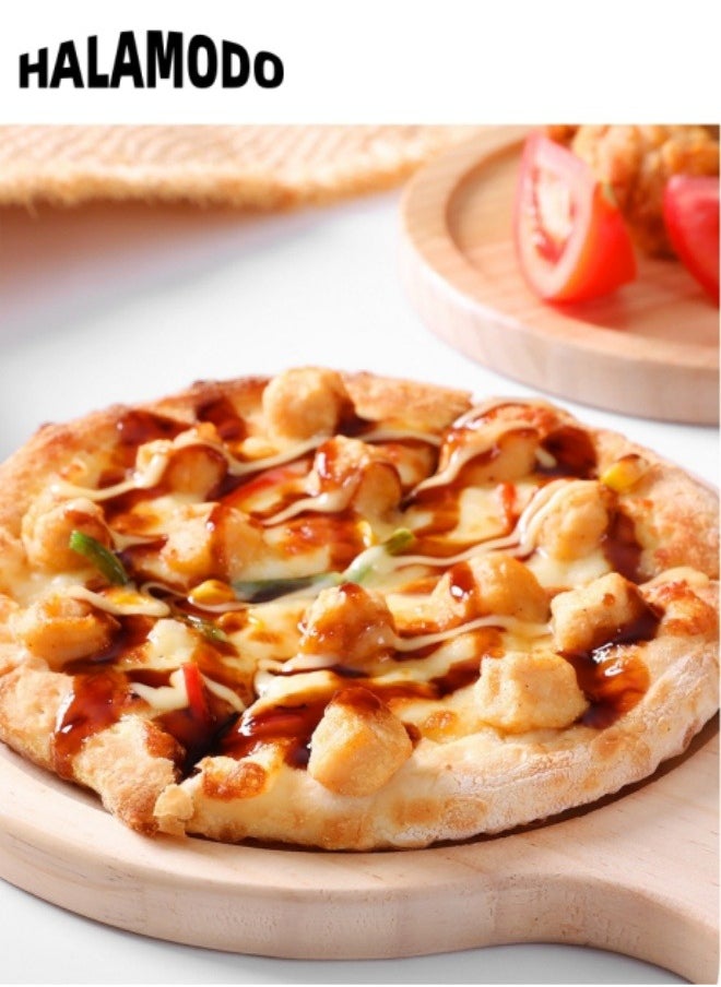 HALAMODO - Bamboo Pizza Pan Round Cutting & Chopping Boards with Handle for Homemade Baking Like Pizza Bread Cake Suitable for Fruit Vegetables and Cheese Cutting - Image 1