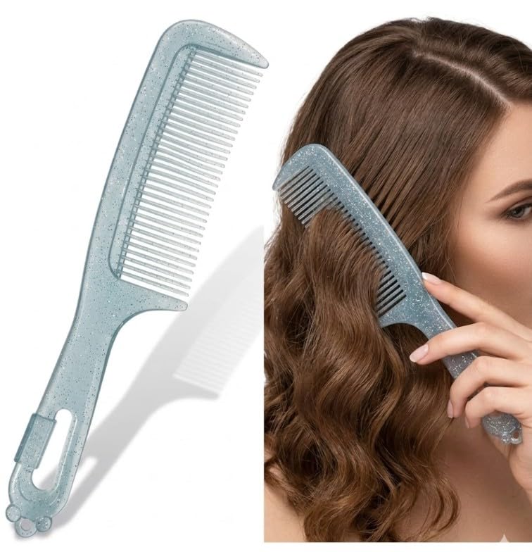 Wide Tooth Comb and Large Hair Detangling Comb, Durable Hair Brush for Best Styling and Professional Hair Care, Suitable for Curly Hair, Long Hair, Wet Hair in all Types,- clear multiolor
