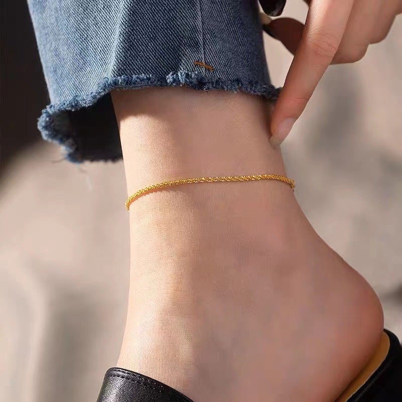 Elegant Titanium Star Anklet for Women Gold 