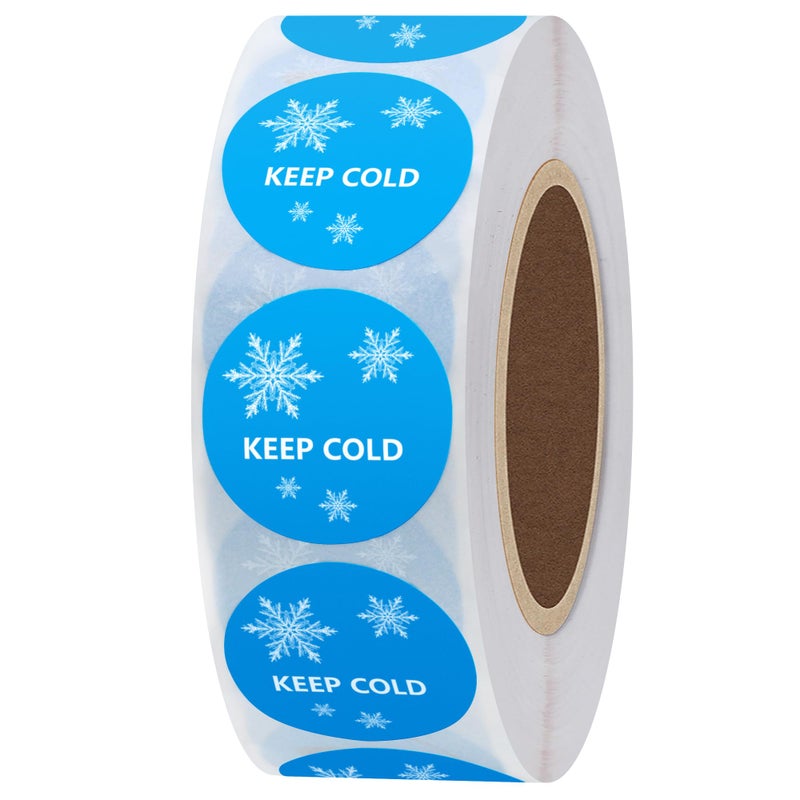 Hybsk 1 inch Keep Cold Freezer Stickers with Snow Total 1,000 Labels Per Roll - Image 1