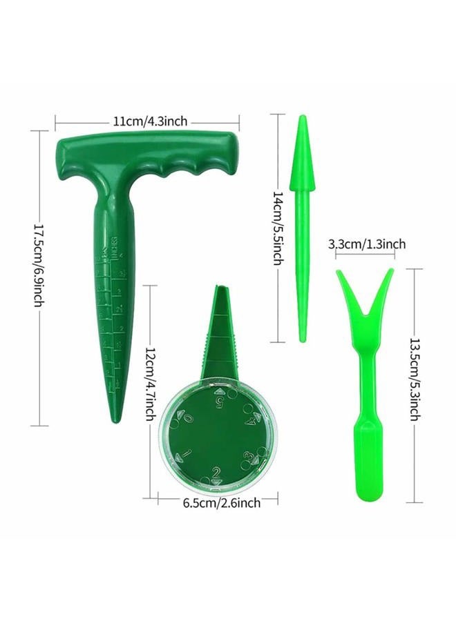 cozyou 4 Pack Adjustable Hand Hold Sowing Seeds Dispenser, Seedlings Dibber and Widger Hole Puncher Garden Hand Tool Sets - Image 2