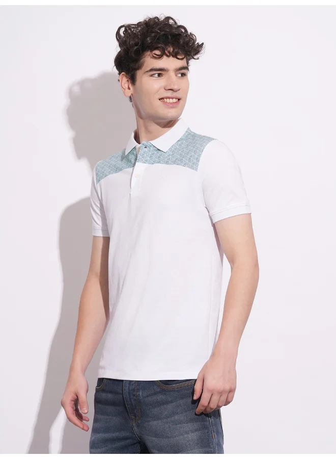 Being Human Mens White Polo Collar Short Sleeve Polo T-Shirt