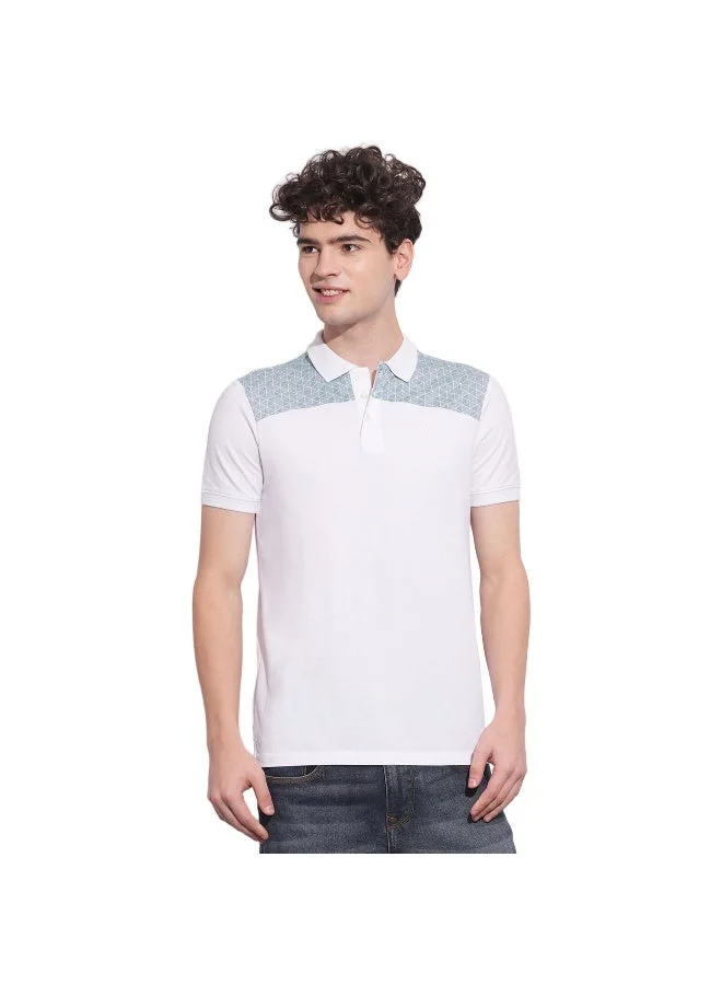 بيينغ هيومان Mens White Polo Collar Short Sleeve Polo T-Shirt