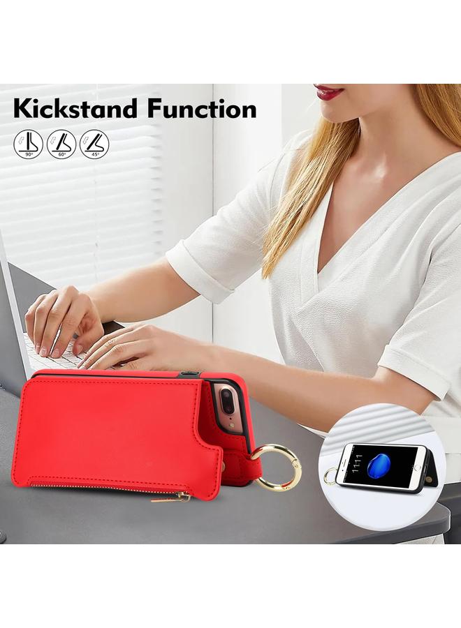 S-TOP Case For iPhone 8 Plus / 7 Plus RFlD Anti-theft Double Buckle Ring Zipper Card Phone Case - Image 4