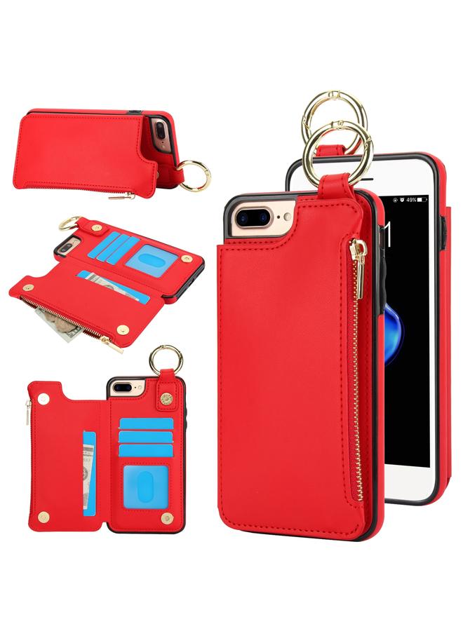 S-TOP Case For iPhone 8 Plus / 7 Plus RFlD Anti-theft Double Buckle Ring Zipper Card Phone Case - Image 1