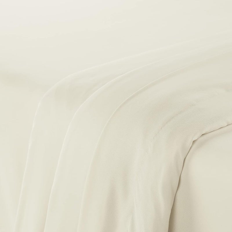 Serta Simply Clean Super Soft Hypoallergenic Stain Resistant Deep Pocket 3 Pieces Solid Bed Sheet Set, Twin XL, Ivory - Image 3