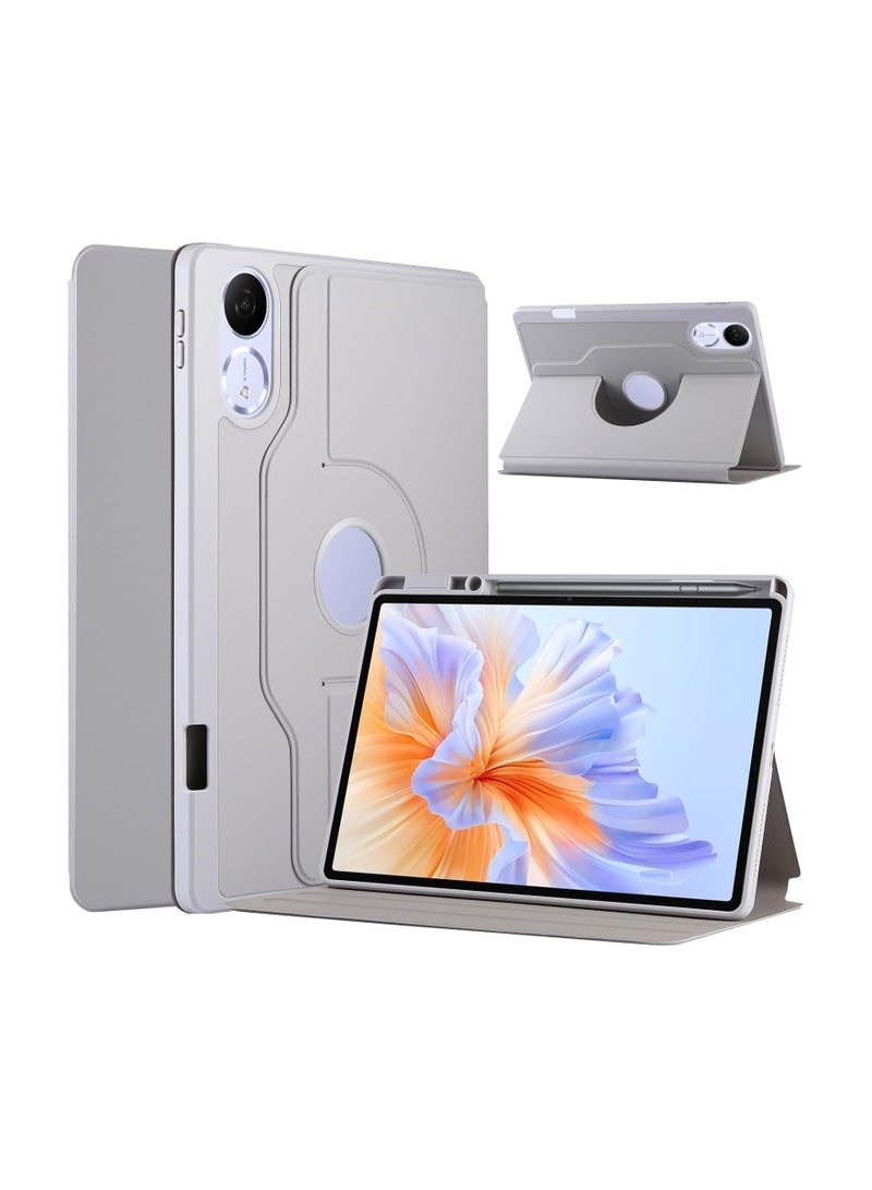 VKL Case Compatible with Honor Pad V9 11.5 inch 2025 Tablet Protector Rotating 360 Solid Color Leather Protective Case Holster with Pen Holder (Grey) - Image 1
