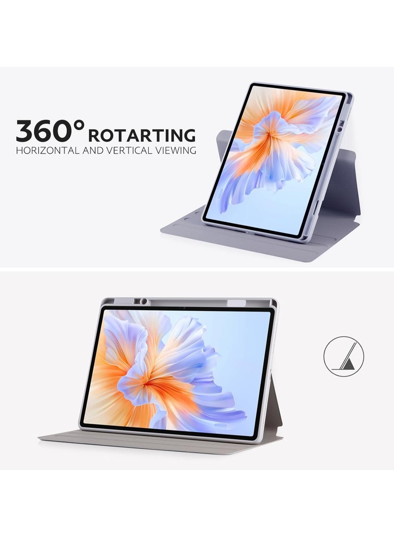 VKL Case Compatible with Honor Pad V9 11.5 inch 2025 Tablet Protector Rotating 360 Solid Color Leather Protective Case Holster with Pen Holder (Grey) - Image 3