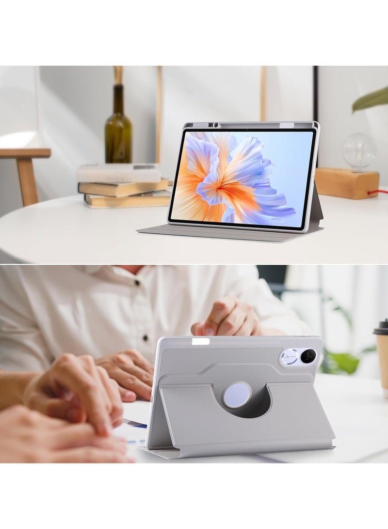 VKL Case Compatible with Honor Pad V9 11.5 inch 2025 Tablet Protector Rotating 360 Solid Color Leather Protective Case Holster with Pen Holder (Grey) - Image 4