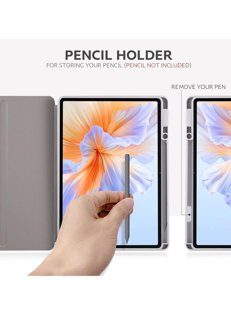 VKL Case Compatible with Honor Pad V9 11.5 inch 2025 Tablet Protector Rotating 360 Solid Color Leather Protective Case Holster with Pen Holder (Grey) - Image 5