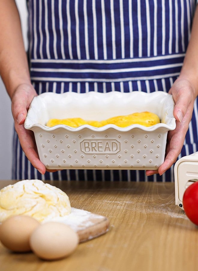 GDCZ Ceramic Loaf Pan for Baking Bread, 9 x 5 inch Bread Pan, Nonstick Meatloaf Pan, Rectangular Bread Loaf Pan, Microwave & Dishwasher Safe (White) - Image 5