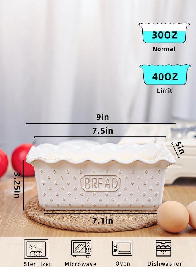 GDCZ Ceramic Loaf Pan for Baking Bread, 9 x 5 inch Bread Pan, Nonstick Meatloaf Pan, Rectangular Bread Loaf Pan, Microwave & Dishwasher Safe (White) - Image 2