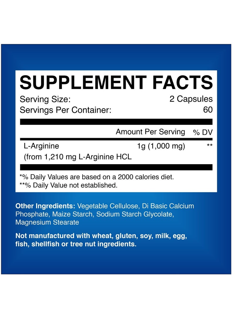 Olira Organics L-Arginine 1000mg 120 Veg Capsules | Supports Endurance & Optimize Workout  - Image 2