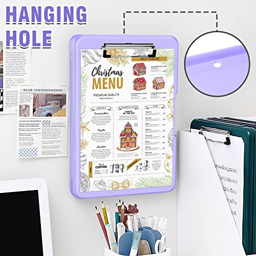 ANZNKU Storage Clipboard Heavy Duty, Clipboard with Storage 13x9.6 inches, Side Opening Plastic Clipboards, Nursing Clip Board Foldable, Letter Size Smooth Writing for Work, Study(Light Purple) - Image 4