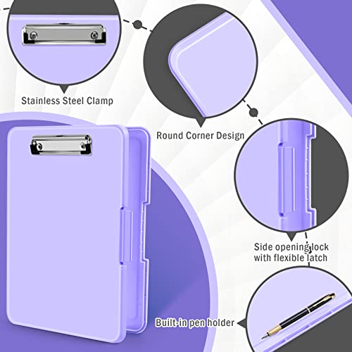 ANZNKU Storage Clipboard Heavy Duty, Clipboard with Storage 13x9.6 inches, Side Opening Plastic Clipboards, Nursing Clip Board Foldable, Letter Size Smooth Writing for Work, Study(Light Purple) - Image 3