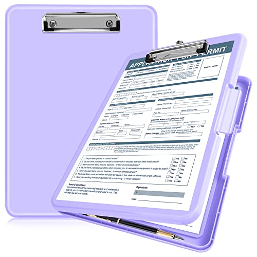 ANZNKU Storage Clipboard Heavy Duty, Clipboard with Storage 13x9.6 inches, Side Opening Plastic Clipboards, Nursing Clip Board Foldable, Letter Size Smooth Writing for Work, Study(Light Purple) - Image 1