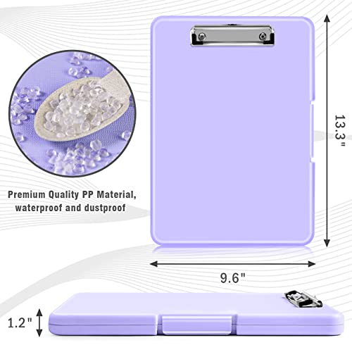 ANZNKU Storage Clipboard Heavy Duty, Clipboard with Storage 13x9.6 inches, Side Opening Plastic Clipboards, Nursing Clip Board Foldable, Letter Size Smooth Writing for Work, Study(Light Purple) - Image 2