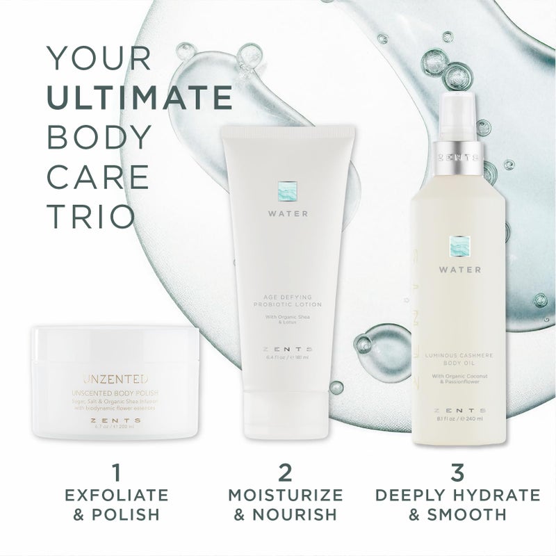 Zents Luminous Cashmere Body Oil (Water Fragrance) | Moisturizing Body Oil with Vitamin E & Organic Coconut Oil | Softens & Smooths Skin | 8 fl oz - Image 5