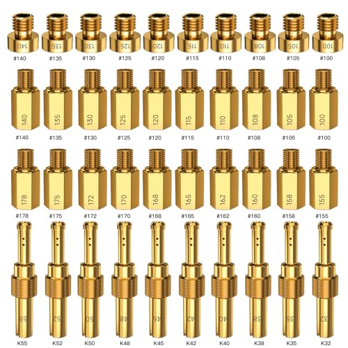 XIKOBY 40PCS Carburetor Main Jet Slow Pilot Jet Kit Compatible with Keihin PE PWK CVK OKO KOSO Polini Carb Dirt Bike ATV Quad 4 Wheeler Go Kart, Include 30PCS Main Jet and 10PCS Pilot Jet Accessories - Image 1