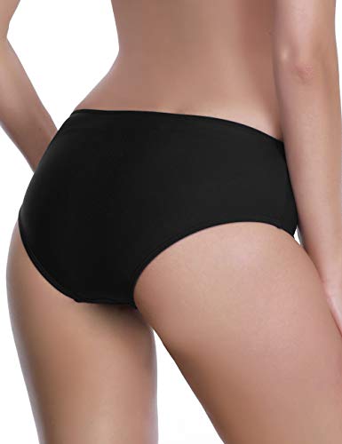 AXESEA Womens Bikini Bottoms High Waist Black Swim Bottom Swimsuit Swim Brief,Black-S,Regular Coverage - Image 3