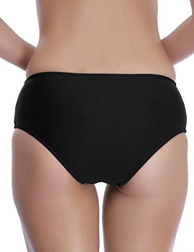 AXESEA Womens Bikini Bottoms High Waist Black Swim Bottom Swimsuit Swim Brief,Black-S,Regular Coverage - Image 2