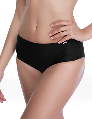 AXESEA Womens Bikini Bottoms High Waist Black Swim Bottom Swimsuit Swim Brief,Black-S,Regular Coverage - Image 4