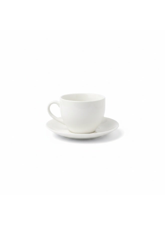 AKDC Elegant White Ceramic Cup & Saucer Set - Premium Porcelain Tea Coffee Serving