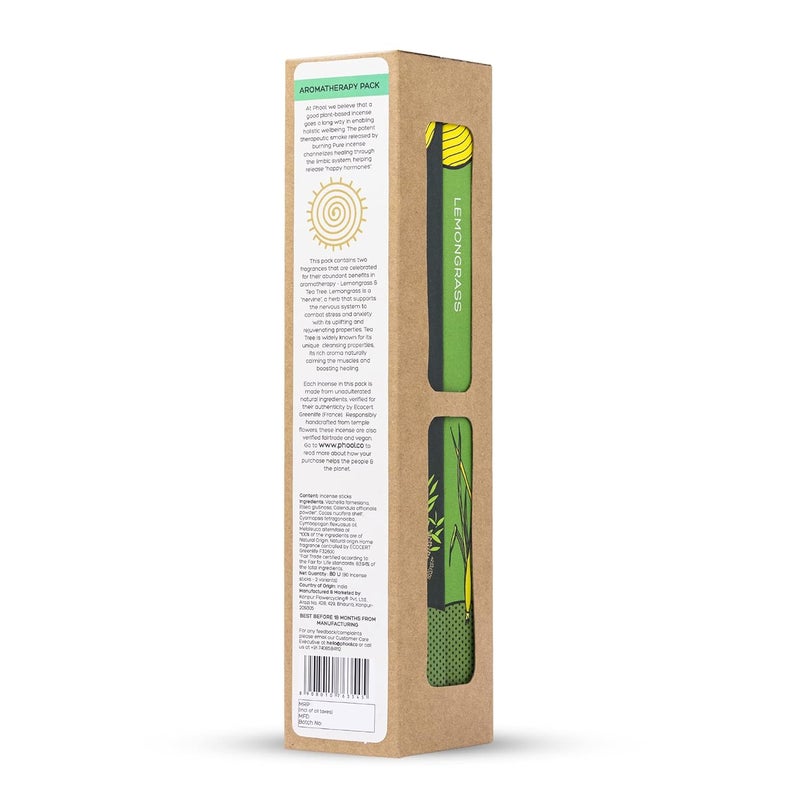 PHOOL LUXURY INCENSE PHOOL LUXURY INCENSE Pack Of 2 Natural Incense Sticks Aromatherapy Pack 80 Organic Agarbatti Sticks Tea Tree Lemongrass Special Navratri Gudi Padwa Pack Free Wooden Stand - Image 2