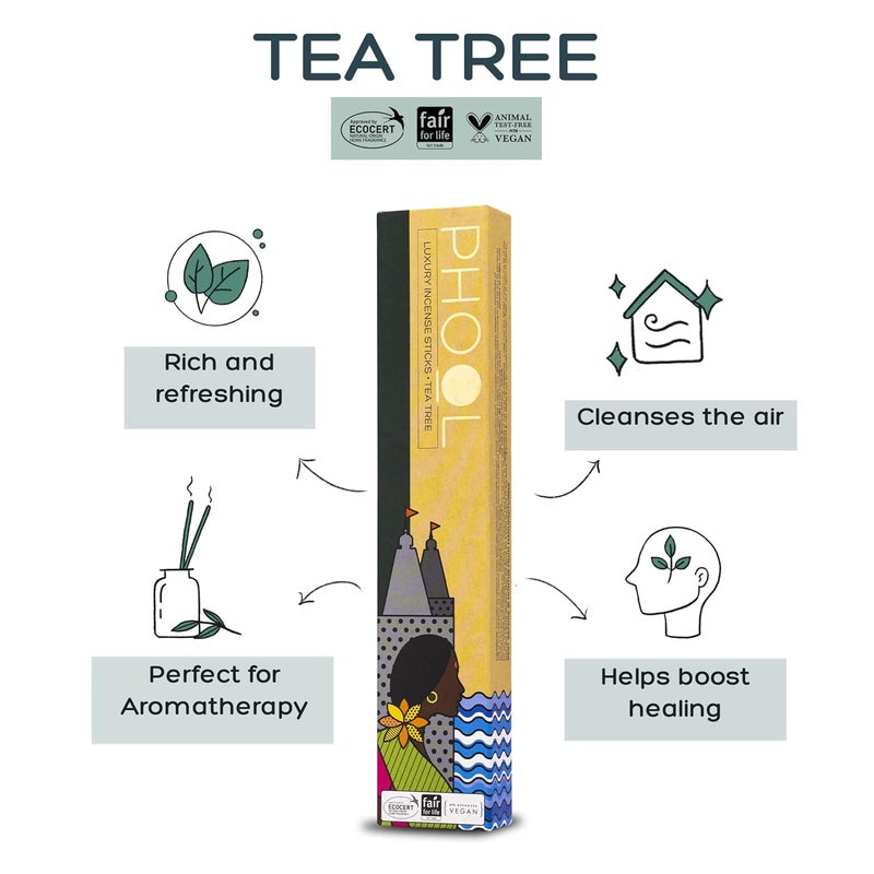 PHOOL LUXURY INCENSE PHOOL LUXURY INCENSE Pack Of 2 Natural Incense Sticks Aromatherapy Pack 80 Organic Agarbatti Sticks Tea Tree Lemongrass Special Navratri Gudi Padwa Pack Free Wooden Stand - Image 5