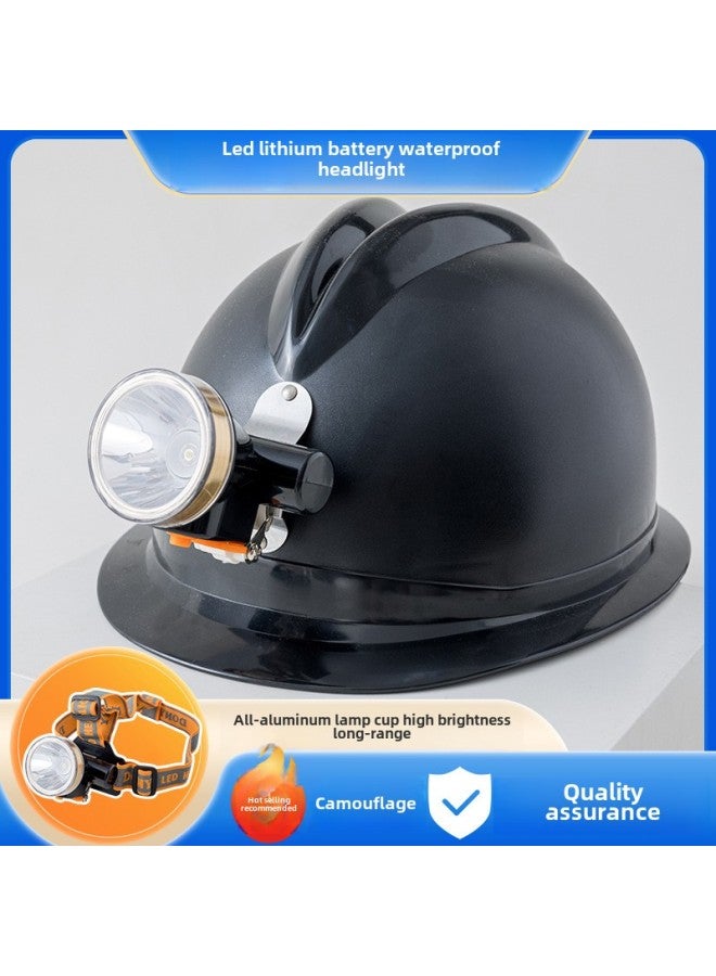 Generic Long Battery Life Rechargeable Lithium Battery Egfeld Strong Light Head-mounted Shipyard Safety Helmet Headlamp-Color:501 Black Hat Hook  - Image 2