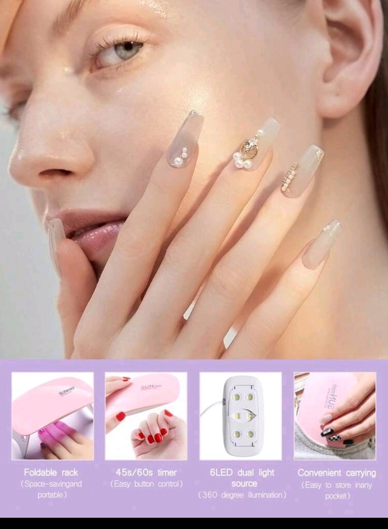 UV LED Nail Dyer Mini Gel Nail Lamp Portable Curing Lamp For Gel Nail Polish, Professional Salon Finger Toe Lights, Home DIY