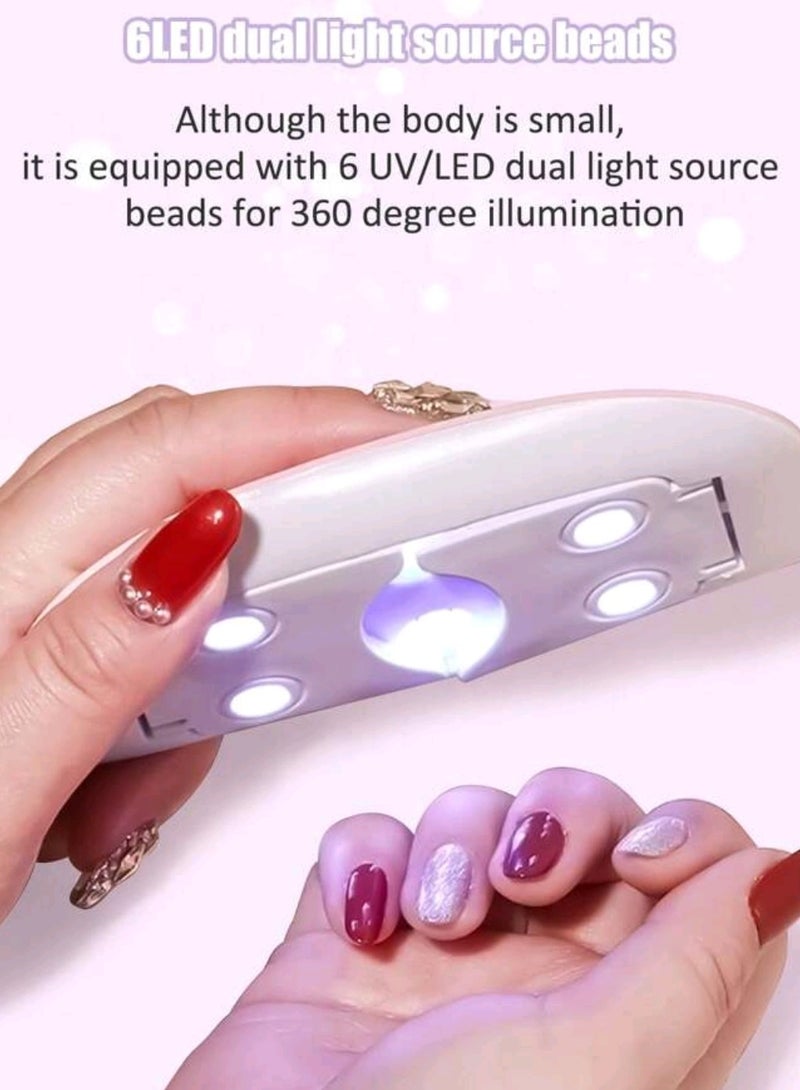 UV LED Nail Dyer Mini Gel Nail Lamp Portable Curing Lamp For Gel Nail Polish, Professional Salon Finger Toe Lights, Home DIY