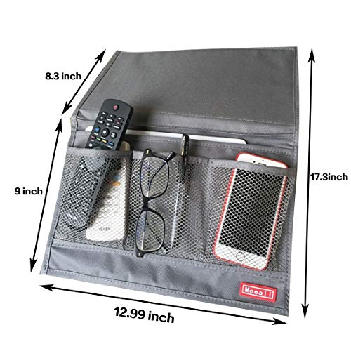 Meeall Bedside Storage Organizer with Pockets, Bedside Caddy, Table Cabinet Storage Organizer, TV Remote Control, Phones, Magazines, Tablets, Accessories, Grey - Image 3