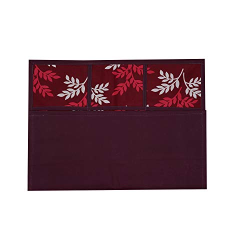 KANUSHI Industries® Fridge Cover for Top/Refrigerator Cover (Color- Maroon)(FRI-SMAL-LEAVES-MAROON-01) - Image 4