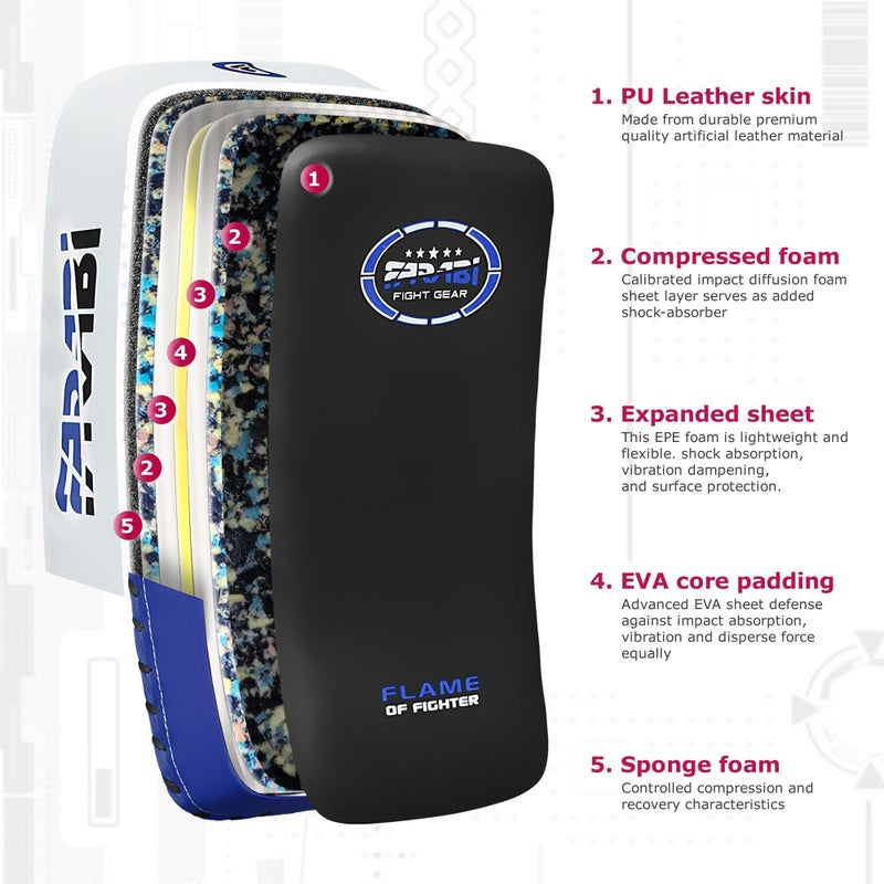 Farabi Sports Thai pad, Kickboxing Kick pad, Kick Training Strike Shield MMA Muay Thai pad Curved (1xUnit) - Image 2