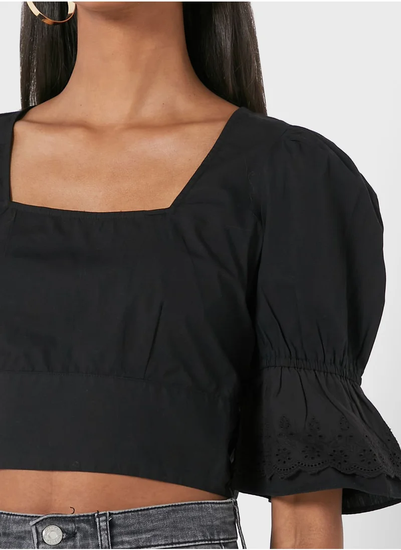 VERO MODA Square Neck Knot Detail Crop Top