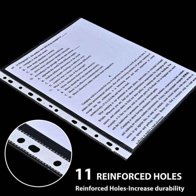 200 Sheets 11 Hole A4 Plastic Sheet Protectors Acid Free Thickened Page Sleeves for Binder - Image 5