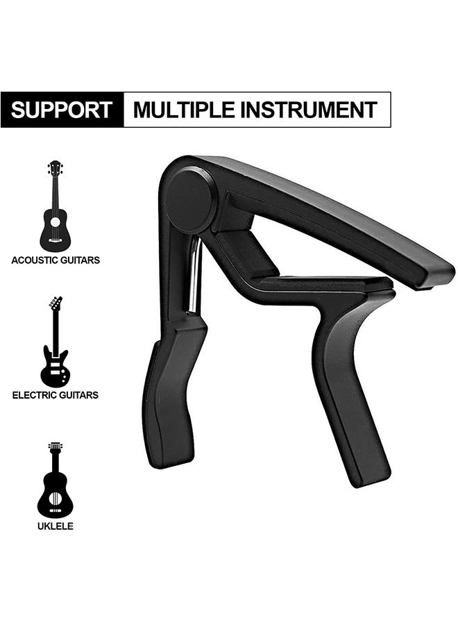 JS Guitar Capo, Aluminum Alloy Guitar Capo Clamp for 6-String Acoustic, Classic and Electric Guitar (Black) - Image 2