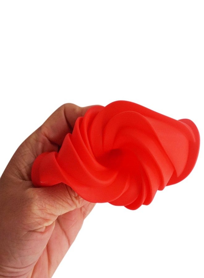 LoveDeal Small Silicone Cake Pan, 4 Inch Fluted Baking Pans, Mini Fluted Tube Spiral Round Molds for DIY Pumpkin Cakes, Jelly, Pudding, Bread, Chocolate, 4pcs, Red - Image 3