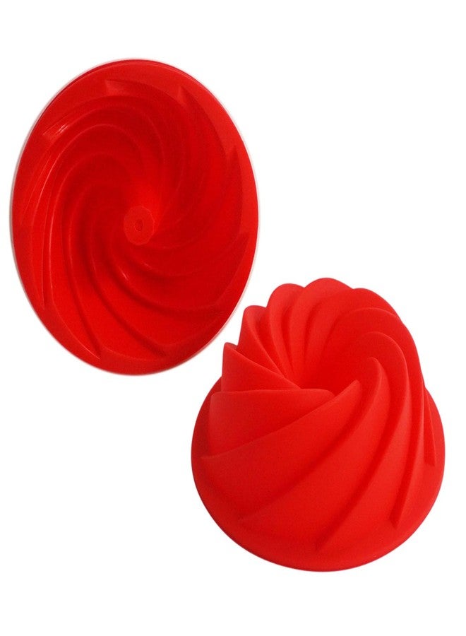 LoveDeal Small Silicone Cake Pan, 4 Inch Fluted Baking Pans, Mini Fluted Tube Spiral Round Molds for DIY Pumpkin Cakes, Jelly, Pudding, Bread, Chocolate, 4pcs, Red - Image 5